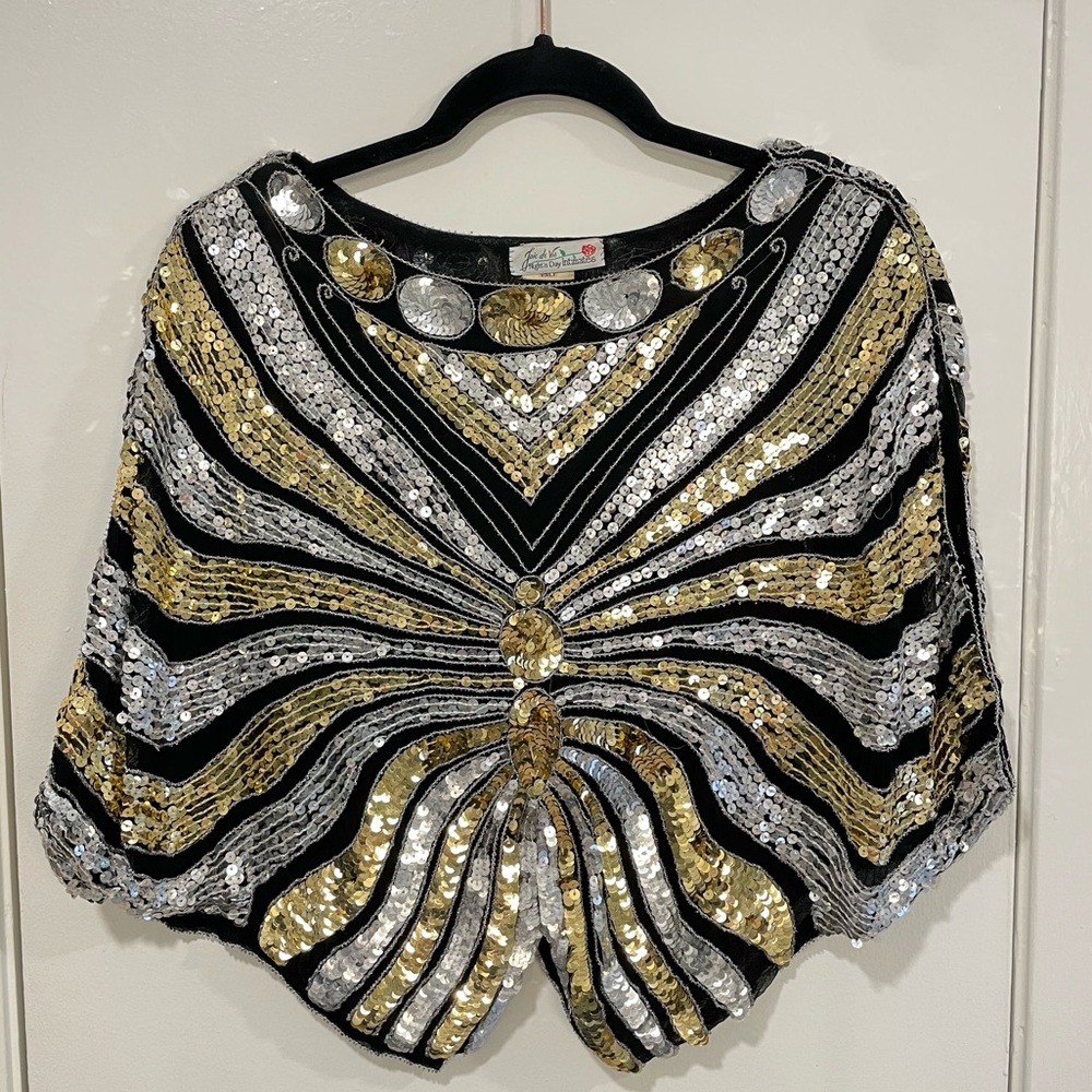 Vintage Joie de Vie Butterfly Sequin Top